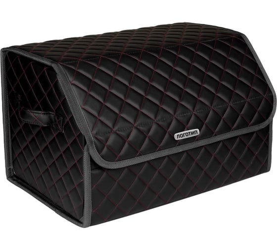 Изображение товара Сумка-органайзер в багажник Vicecar красная нить/темно-серый кант, логотип INFINITI VC908_темносерый