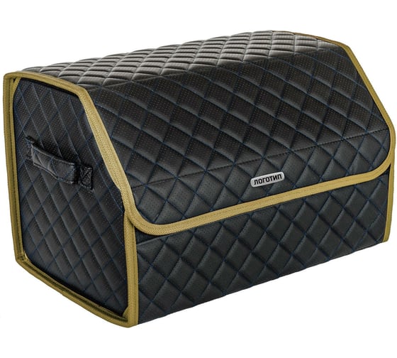 Изображение товара Сумка-органайзер в багажник Vicecar синяя нить/бежевый кант, логотип BMW VC704_бежевый