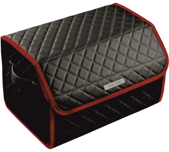 Изображение товара Сумка-органайзер в багажник Vicecar серая нить/бордовый кант, логотип CHEVROLET VC035_бордовый