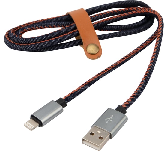Изображение товара Кабель USB - Lightning REXANT 2.4 А, 1 м, для iPhone джинсовая оплетка 18-4248