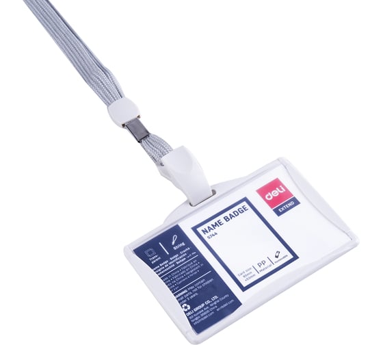 Изображение товара Бейдж DELI д/ пропуска 103x78мм, серый E5744