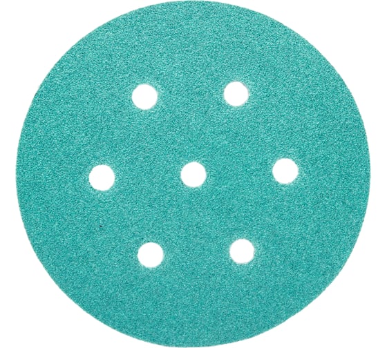 Изображение товара Круг шлифовальный на липучке - зелёный 125 мм, 5 шт, P100 FASTER TOOLS 8540