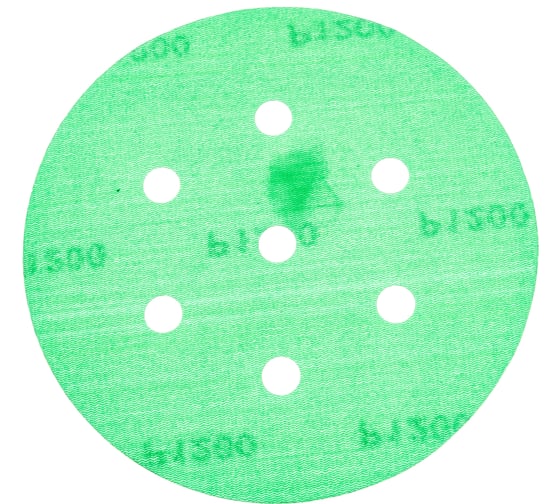 Изображение товара Круг шлифовальный на липучке - зелёный 125 мм, 5 шт, P1200 FASTER TOOLS 8551