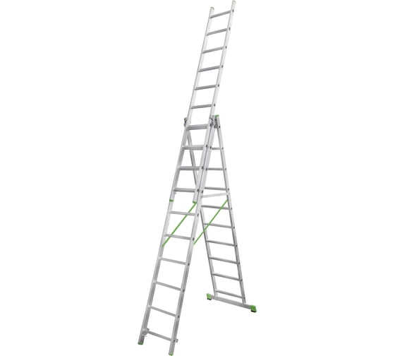 Изображение товара Алюминиевая трехсекционная лестница Новая Высота усиленная 3х10 ступеней 2230310