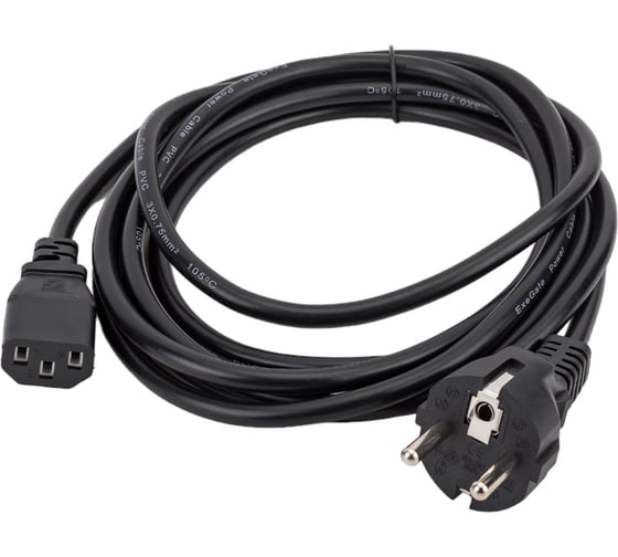 Изображение товара Кабель питания ExeGate Special PC-3/0.75mm2, CCA, черный, 3м 280996