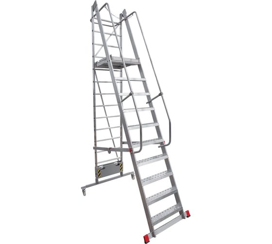 Изображение товара Передвижная складная лестница с площадкой Новая Высота 10 ступеней 3540110