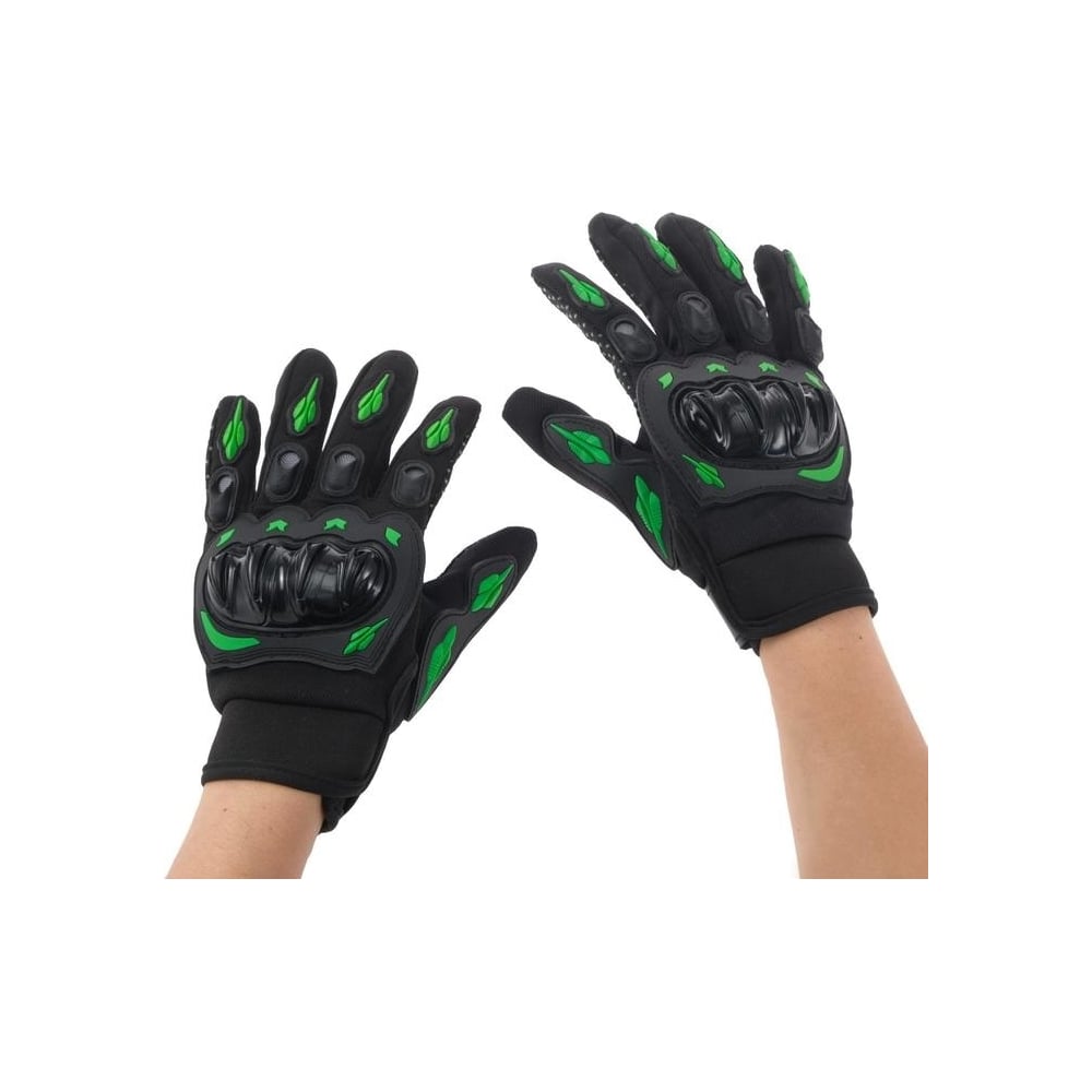 Мотоциклетные перчатки СИМАЛЕНД с защитными вставками, пара, размер М, черный/зеленый 5265036