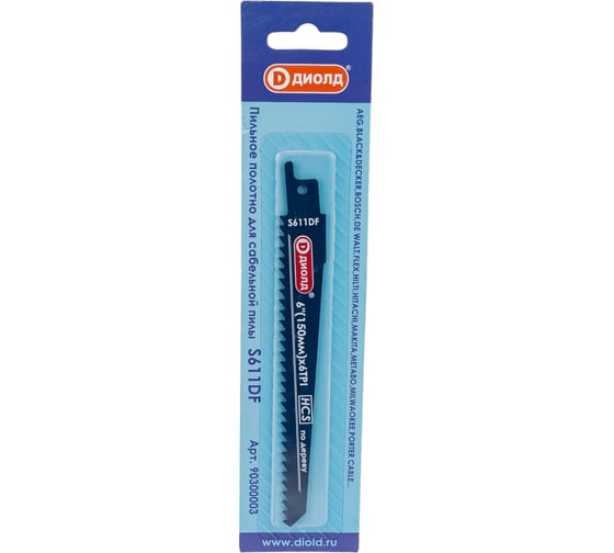 Изображение товара Полотно пильное по дереву S611DF 150 мм, 1.2 мм, HCS, 6 TPI для сабельной пилы ДИОЛД 90300003