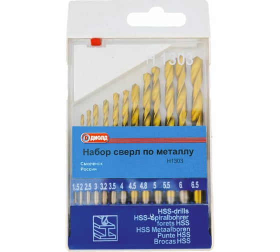 Изображение товара Набор свёрл Н 1303 13 шт, 1.5-6.5 мм ДИОЛД 90014005