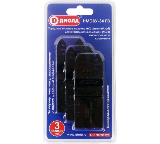 Изображение товара Полотно торцовое пильное НМЭВУ-34 ПЗ 3 шт, HCS, прямой зуб ДИОЛД 90091028