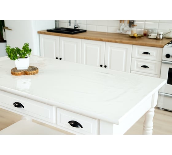 Изображение товара Скатерть Домовой Прошка гибкое стекло ПВХ 0,8 мм, размер 100x60 см 11373