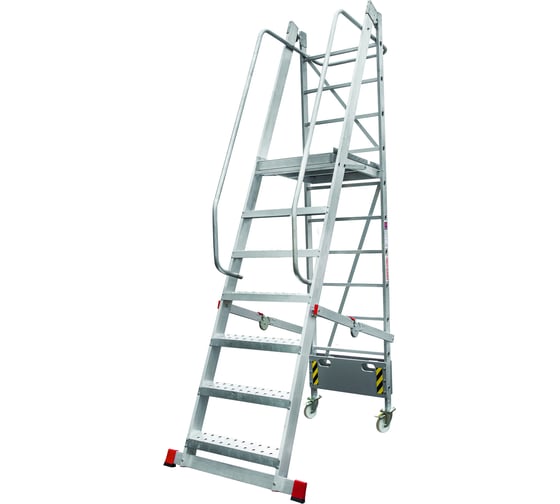 Изображение товара Передвижная складная лестница с площадкой Новая Высота 7 ступеней 3540107