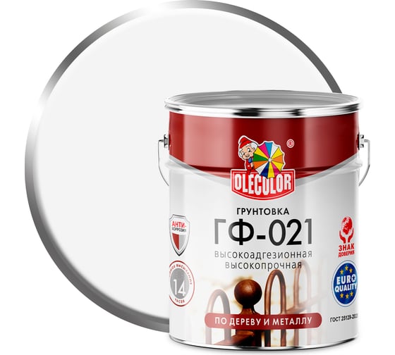 Изображение товара Грунтовка OLECOLOR ГФ-021 белый, 6 кг 4300009184