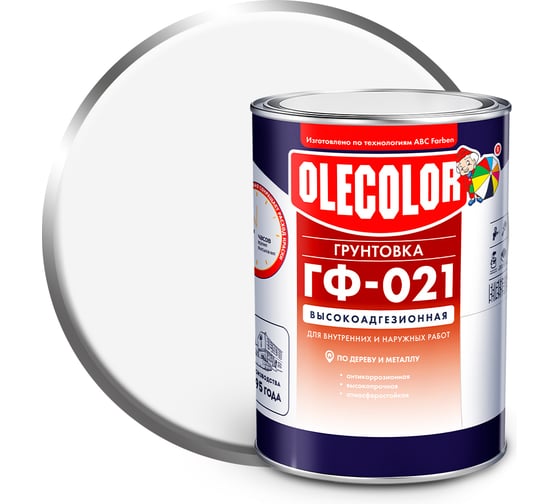 Изображение товара Грунтовка OLECOLOR ГФ-021 белый, 2.2 кг 4300009180