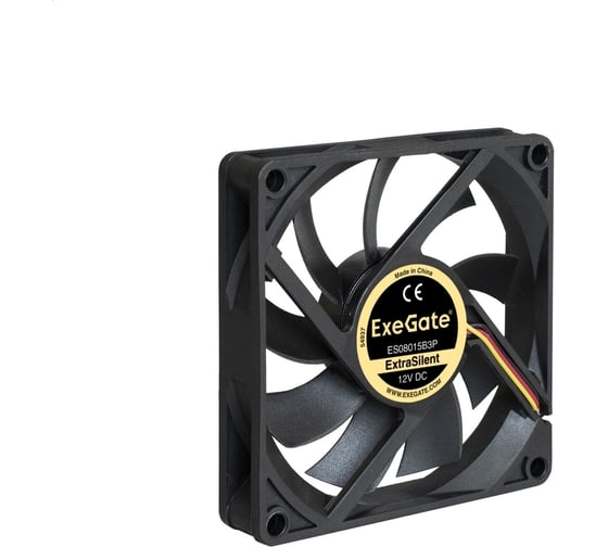Изображение товара Вентилятор ExeGate ExtraSilent ES08015B3P 80x80x15 мм, 2-Ball двойной шарикоподшипник, 3pin 288923