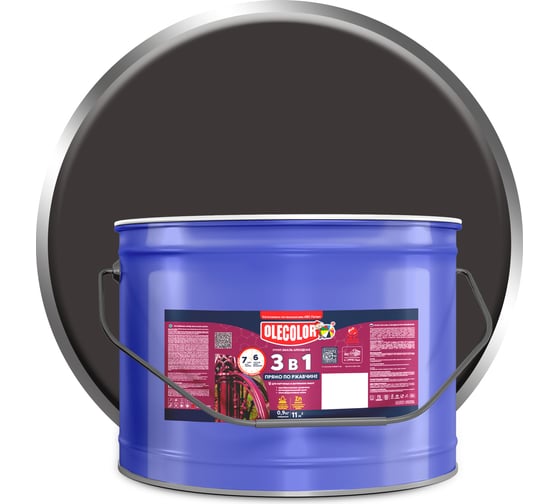 Изображение товара Грунт-эмаль по ржавчине OLECOLOR черный, 10 кг 4300005961