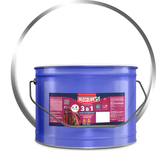 Изображение товара Грунт-эмаль по ржавчине OLECOLOR белый, 10 кг 4300005954