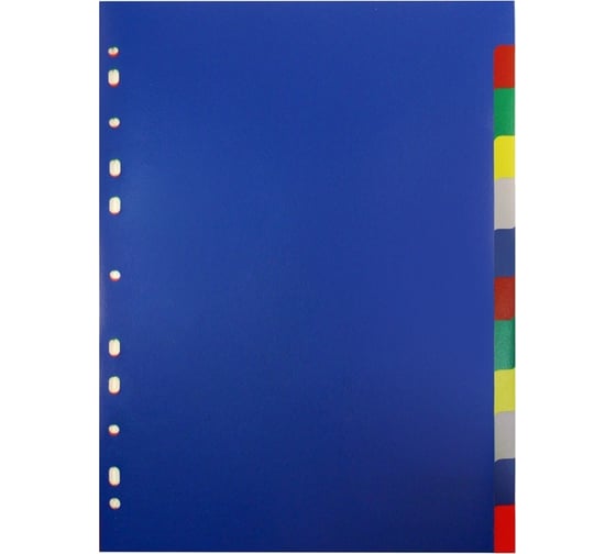 Изображение товара Индексный разделитель БЮРОКРАТ ID116E A4, пластик, 12 индексов, цветные разделы, 10 шт 1129350