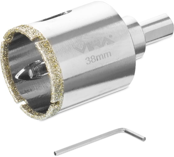 Изображение товара Алмазная коронка VIRA 38 мм по керамограниту керамике и стеклу трехгранный хвостовик 559505