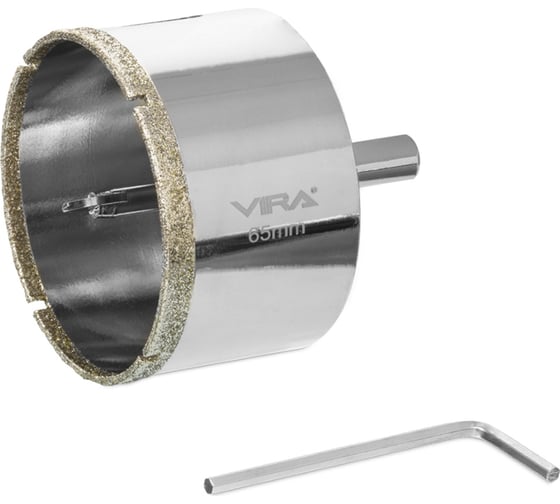 Изображение товара Алмазная коронка VIRA 65 мм по керамограниту керамике и стекле трехгранный хвостовик 559508