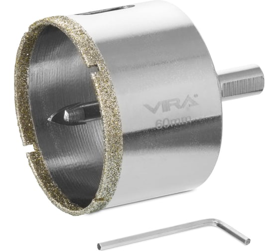 Изображение товара Алмазная коронка VIRA 60 мм по керамограниту керамике и стекле трехгранный хвостовик 559511