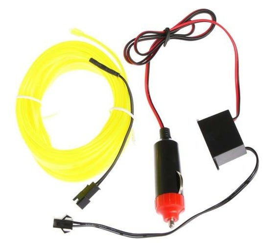 Изображение товара Неоновая нить для подсветки салона Cartage адаптер питания 12 В, 5 м, лимонный 6937269
