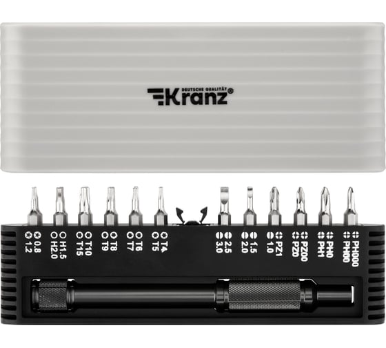 Изображение товара Набор отверток для точных работ KRANZ RA-01 25 предметов в кейсе, сталь S2 KR-12-4751
