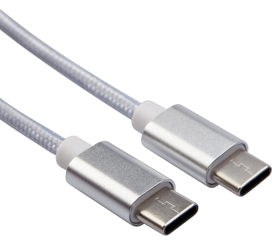 Изображение товара Кабель USB Type-C - Type-C REXANT 2,4A серебристая нейлоновая оплетка 1 м 18-1835