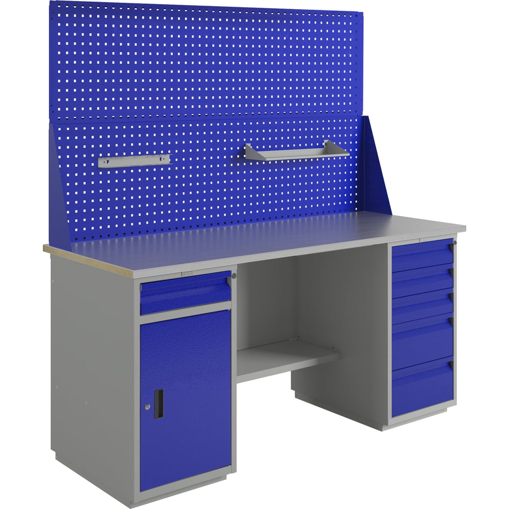 Изображение товара Стол верстак PRAKTIK Profi WT 180 с двумя тумбами и экраном