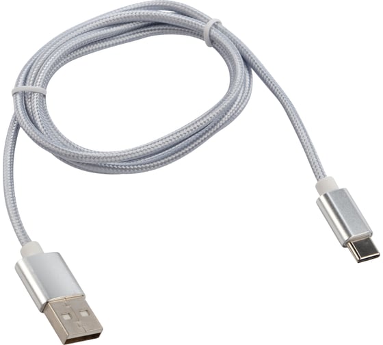 Изображение товара Кабель USB Type-C - USB REXANT 2 A серебристая нейлоновая оплетка 1 м 18-1899