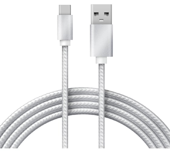 Изображение товара Кабель USB Type-C - USB REXANT 2,4A серебристая нейлоновая оплетка 1 м 18-1884