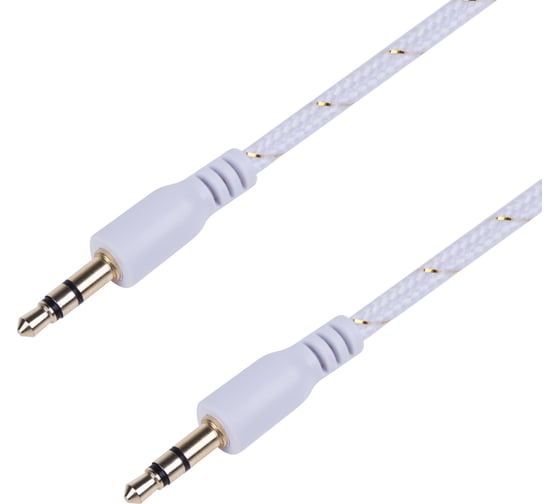 Изображение товара Кабель AUX аудио 3.5 мм REXANT в тканевой оплетке 1 м белый 18-4070