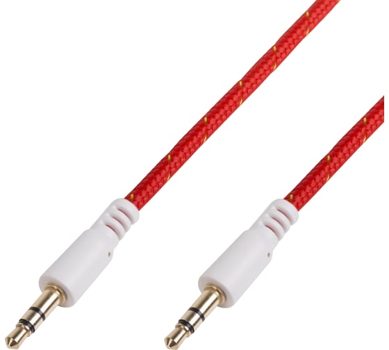 Изображение товара Кабель AUX аудио 3.5 мм REXANT в тканевой оплетке 1 м красный 18-4076