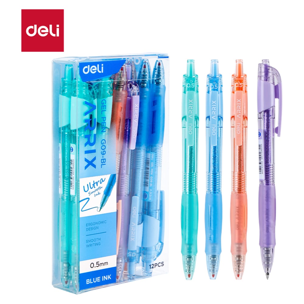 Изображение товара Гелевая ручка DELI синия 0.7 мм линия одна EG09-BL