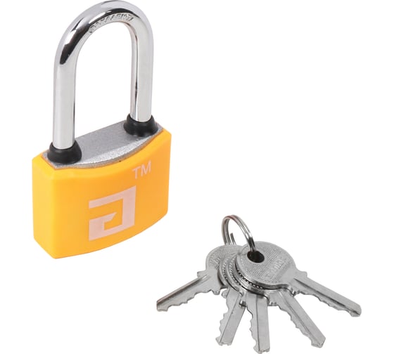 Изображение товара Навесной замок Аллюр ВС1Ч- 364ПД оранжевый, 5 ключей, d6 мм, длинная дужка 12553