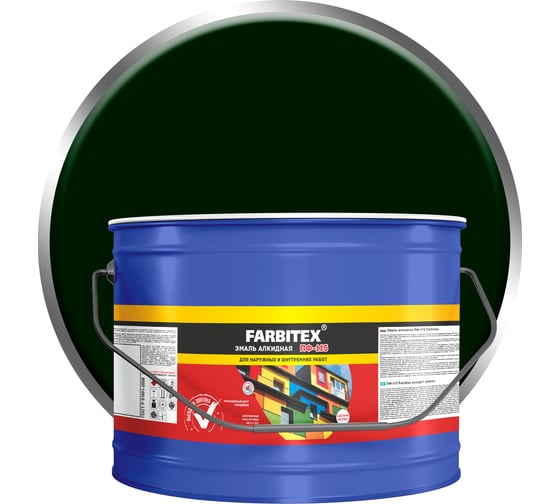 Изображение товара Алкидная эмаль FARBITEX ПФ-115 (изумрудный; 10 кг) 4300005145