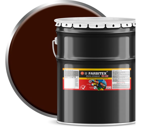 Изображение товара Алкидная эмаль FARBITEX ПФ-115 (шоколадный; 20 кг) 4300004384