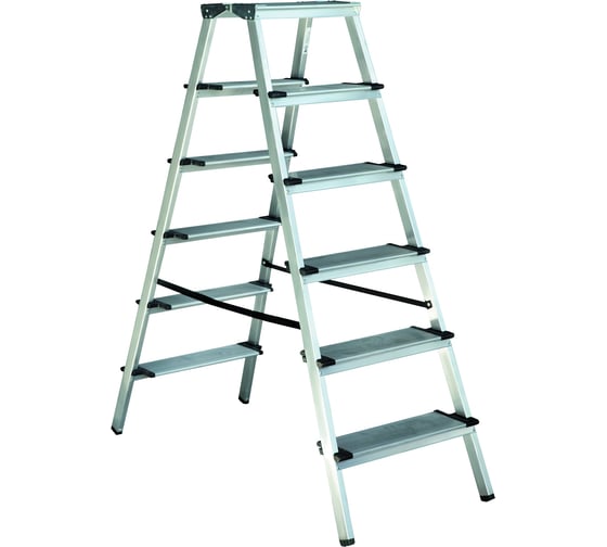 Изображение товара Двухсторонняя алюминиевая стремянка Новая Высота 2х6 ступеней 1127206