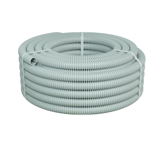 Изображение товара Гофрированная труба Экопласт ПНД-FRUF легкая, с зондом, без галогена, т/г, атмосферостойкая, диам. 32мм (25м) 20132HFR-UF