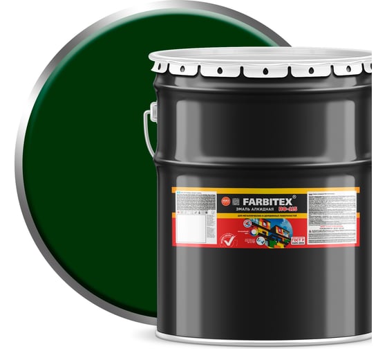 Изображение товара Алкидная эмаль FARBITEX ПФ-115 (зеленый; 20 кг) 4300001598