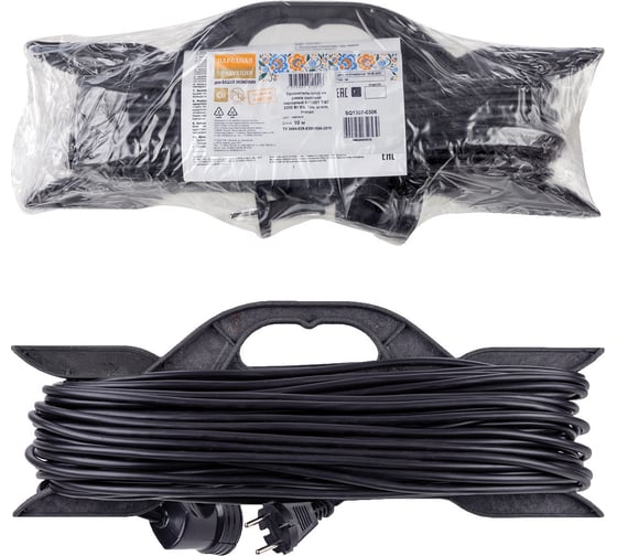 Изображение товара Силовой удлинитель-шнур на рамке TDM ELECTRIC народный ПВС 2200 Вт без заземления, 10м, штепсельное гнездо SQ1307-0306