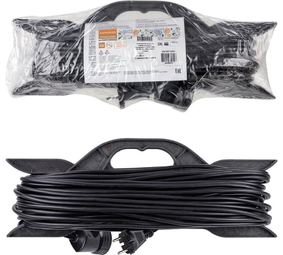 Изображение товара Силовой удлинитель-шнур на рамке TDM ELECTRIC народный ПВС 2200 Вт без заземления, 20м, штепсельное гнездо SQ1307-0307