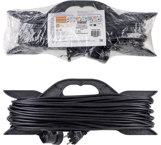 Изображение товара Силовой удлинитель-шнур на рамке TDM ELECTRIC народный ПВС 2200 Вт без заземления, 30м, штепсельное гнездо SQ1307-0308