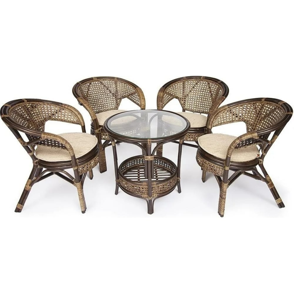 Комплект Tetchair террасный комплект стол со стеклом 2 кресла tetchair pelangi ротанг walnut грецкий орех
