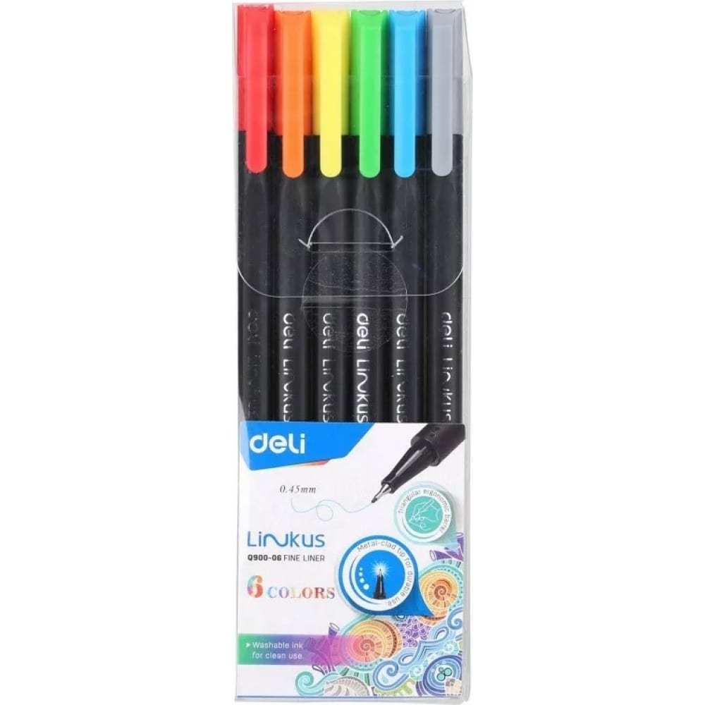 Набор капиллярных ручек DELI набор для творчества maped colouring set 10 фломастеров 10 капиллярных ручек 12 двусторонних ных карандашей точилка 897417