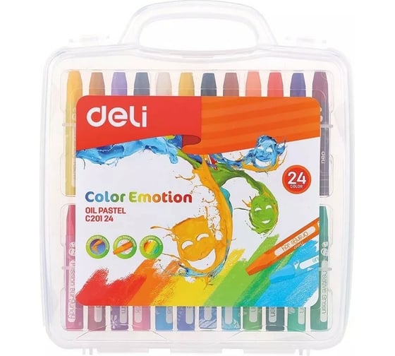 Изображение товара Масляная пастель DELI Color Emotion EC20124 шестигранные 24 цвета пластиковая коробка,12 упак 1045210