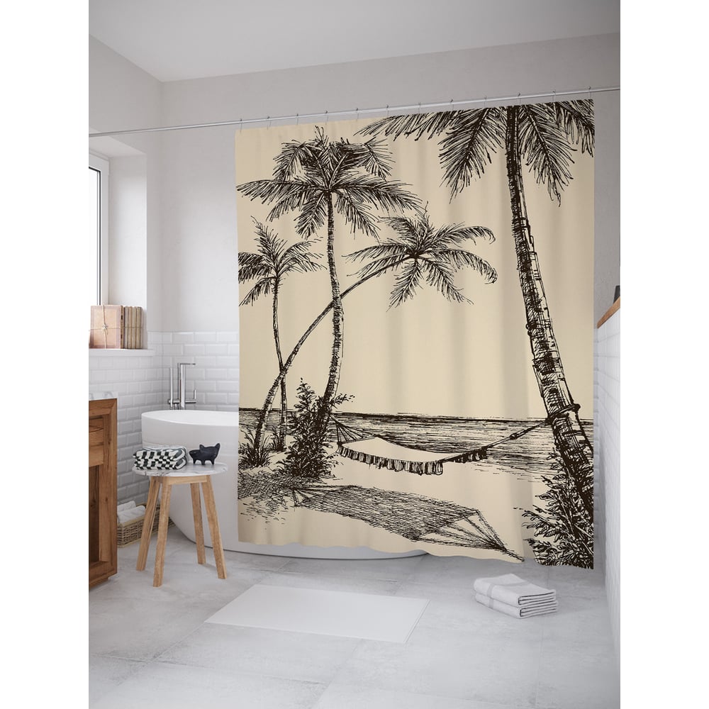 Изображение товара Фотоштора в ванную JOYARTY МУЛЬТИ 180x200 см с морской тематикой