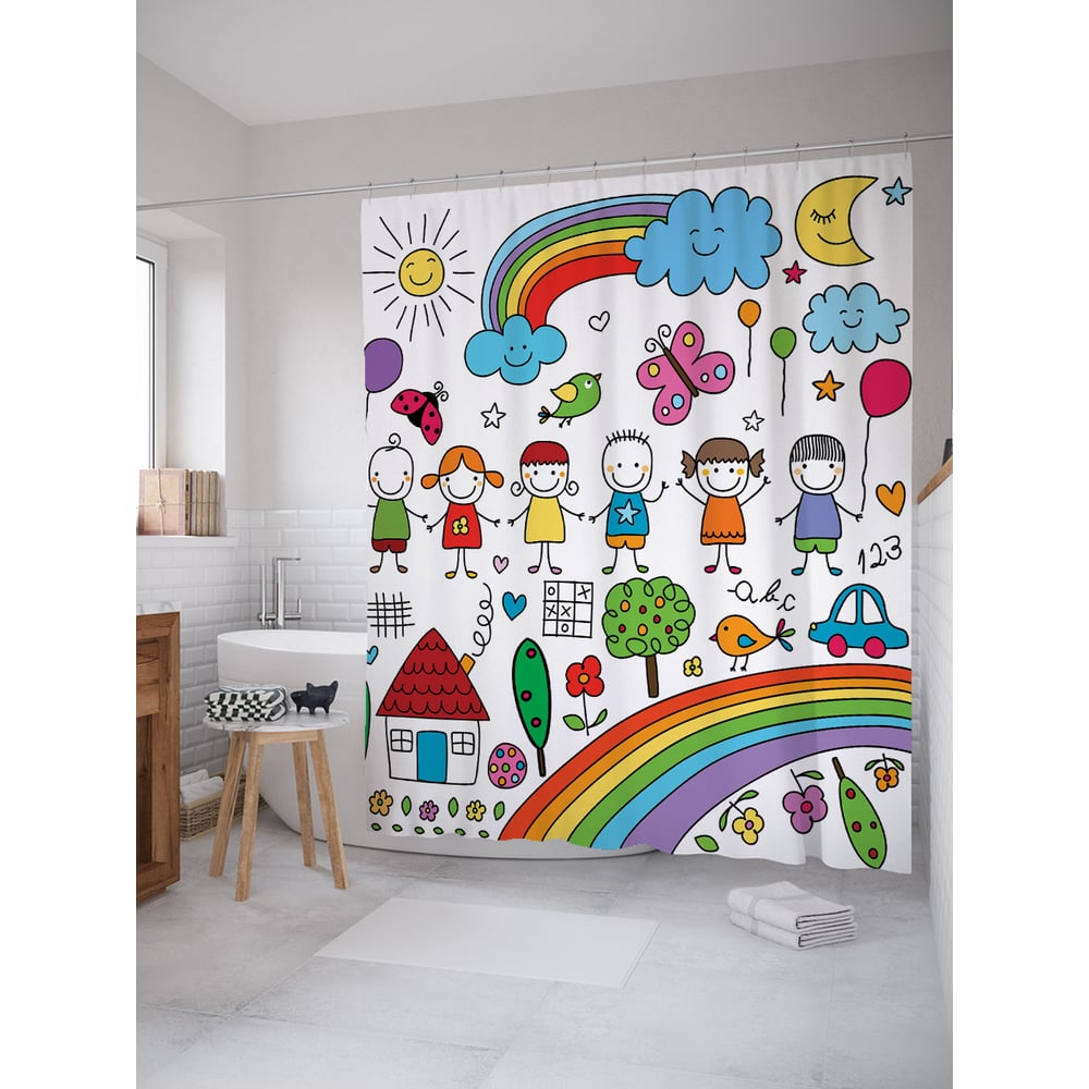 Изображение товара Фотоштора в ванную JOYARTY МУЛЬТИ 180x200 см