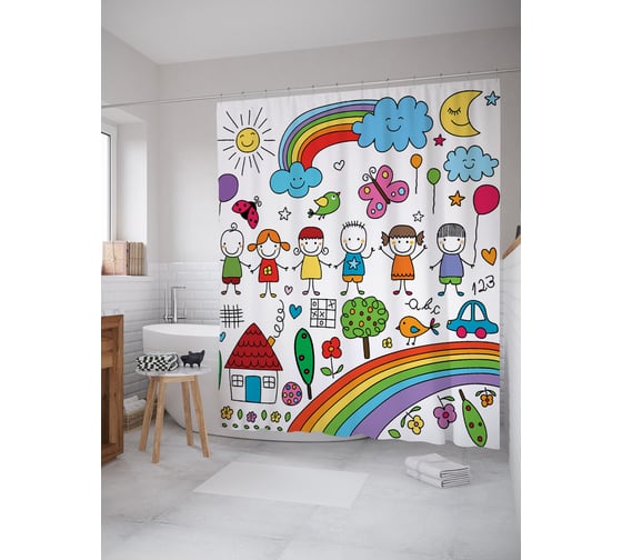 Изображение товара Фотоштора в ванную JOYARTY МУЛЬТИ 180x200 см sc_378804