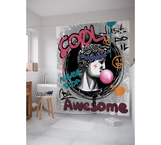 Изображение товара Фотоштора в ванную JOYARTY МУЛЬТИ 180x200 см sc_385299